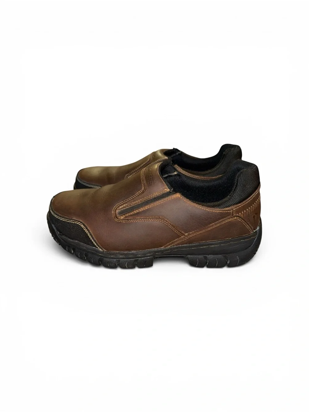 Sketchers Men's Slip-On steel toe non-slip leather Shoes in Brown